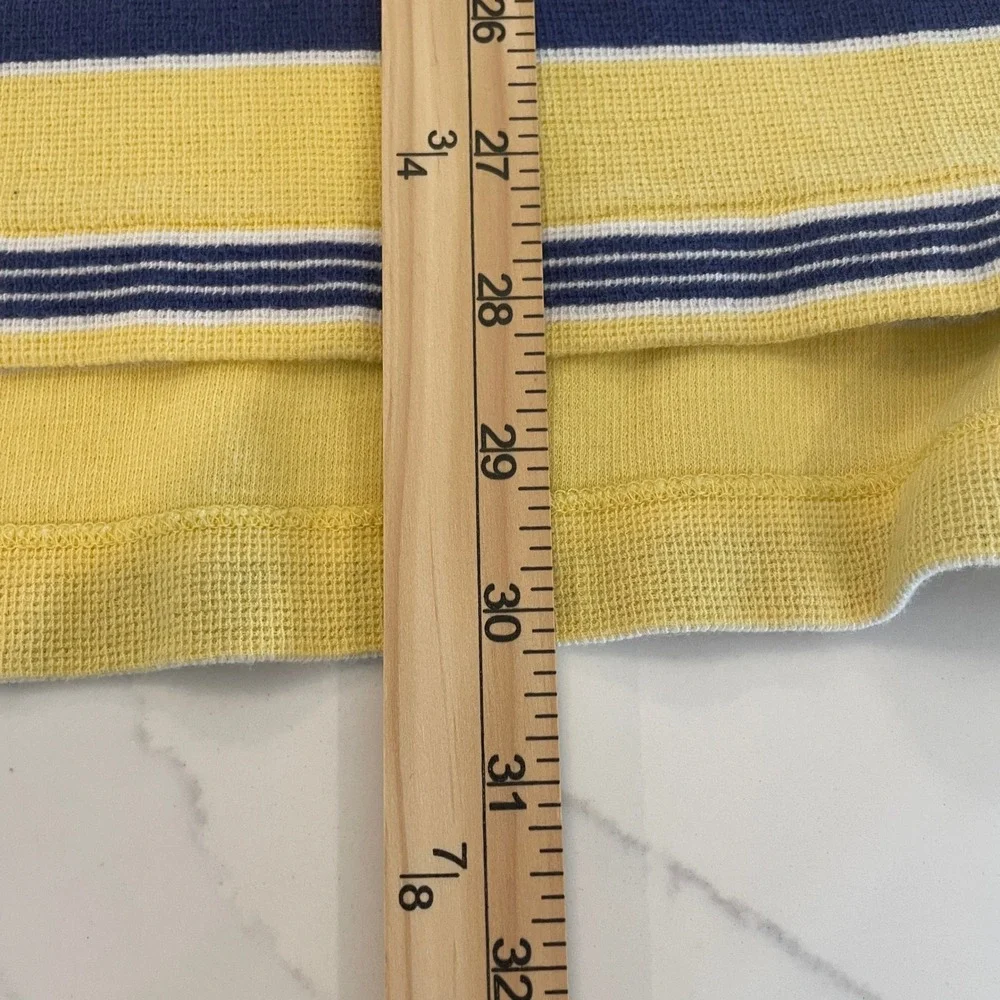 Polo Ralph Lauren Mens Large Yellow Striped Cotton Pique Short Sleeve Polo Shirt